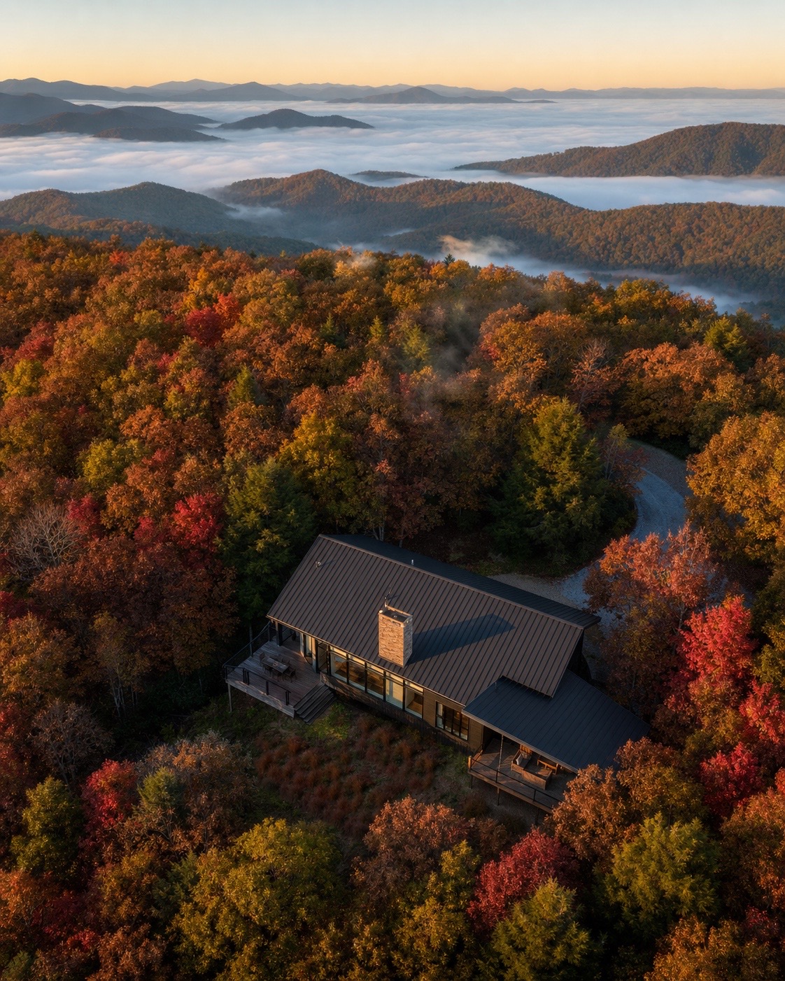 Mountain home seen from above the treeline